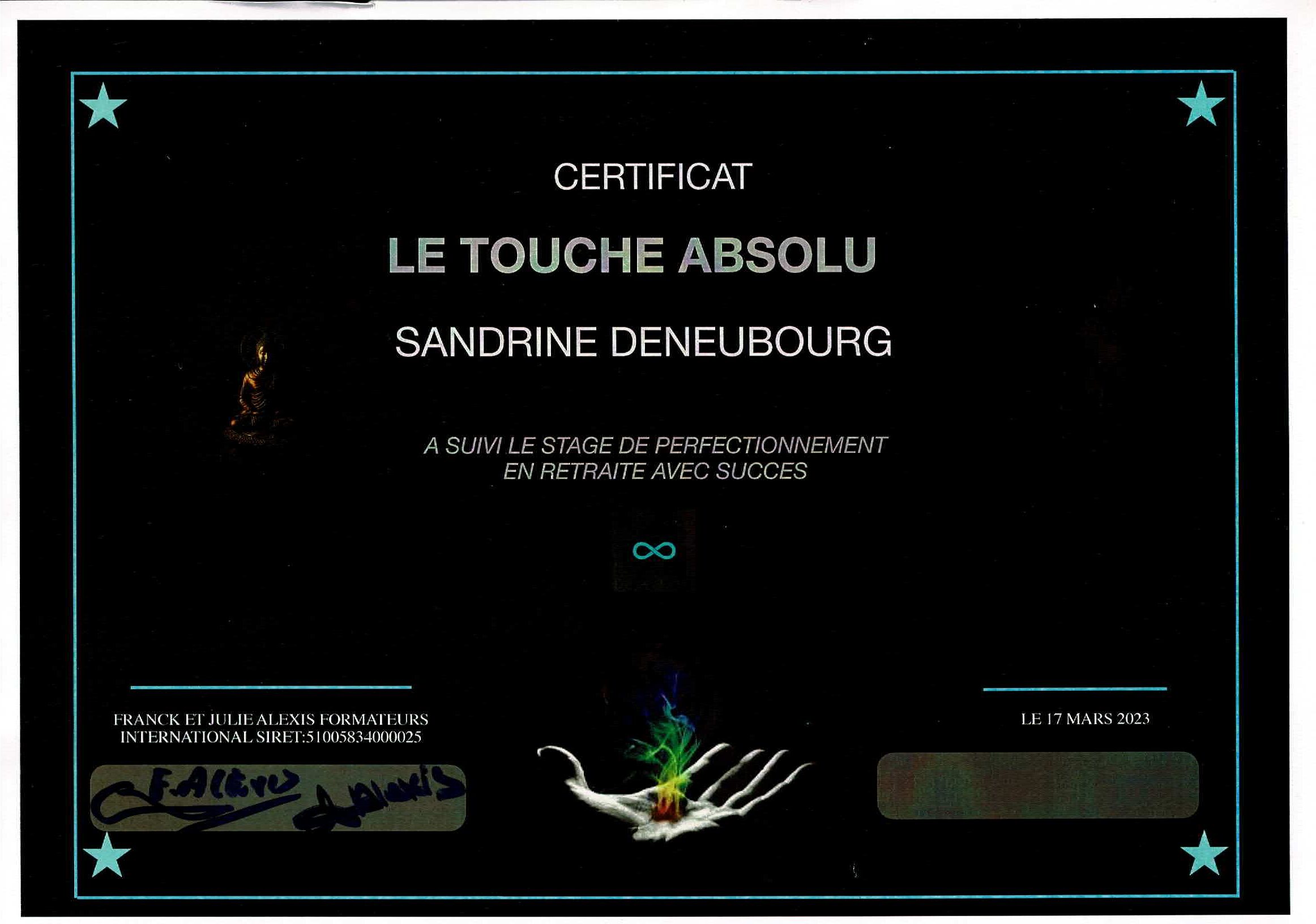 certificat touche absolu massage mieux être